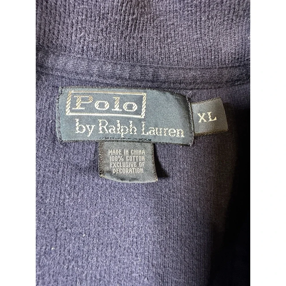 Vintage Polo‎ Ralph Lauren Quarter Zip Sweater Blue Cropped MENS XL VTG